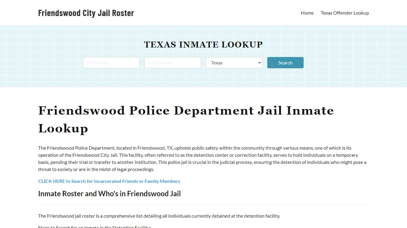 Friendswood Police Department & City Jail, TX Inmate Roster, Arrests ...