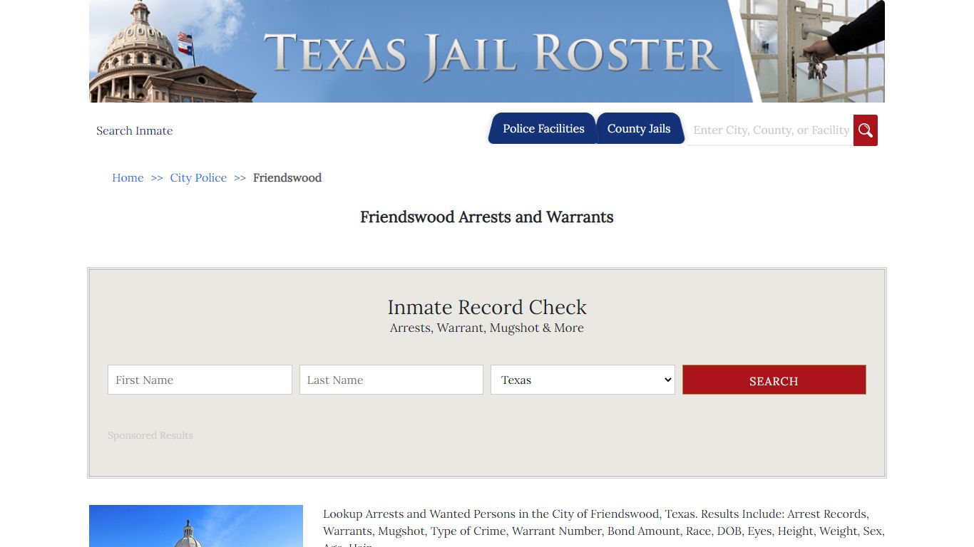 Friendswood Arrests and Warrants | Jail Roster Search